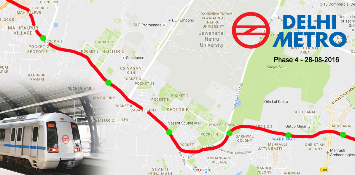 Delhi Metro Phase 4 Vasant Kunj Route Changed & Stations Designated